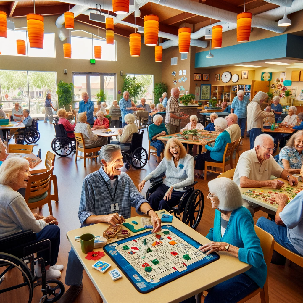  Seniors participating in various activities at a vibrant community center in El Cajon.